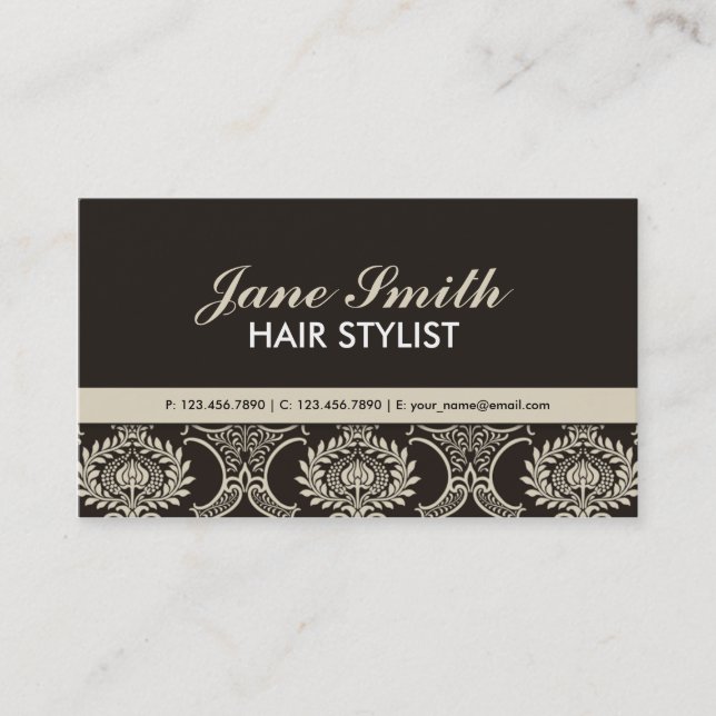 Tarjeta De Visita Estampado de flores profesional elegante del (Anverso)