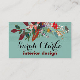 Tarjeta De Visita Estampado de flores rojo del vintage de la