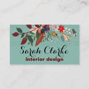 Tarjeta De Visita Estampado de flores rojo del vintage de la