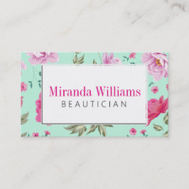 Tarjeta De Visita Estampado de flores rosado de la primavera del