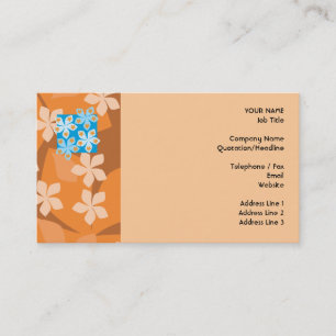 Tarjeta De Visita Estampado de flores tropical. Azul y naranja