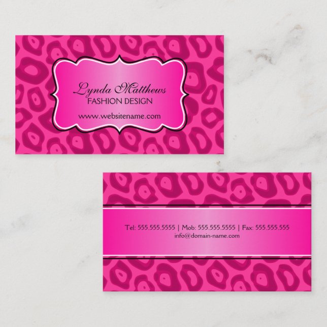 Tarjeta De Visita Estampado de Leopardo Elegante (Anverso / Reverso)