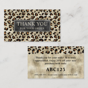 Tarjeta De Visita Estampado de Leopardo y Gracias en Lámina de Falso