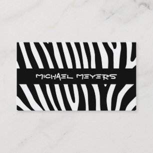 Tarjeta De Visita Estampado de rayas cebra blanco y negro + tus idea