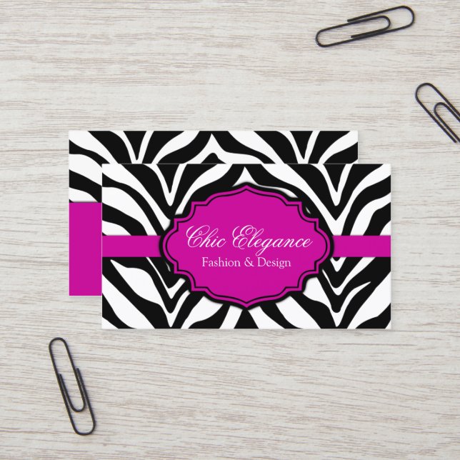 Tarjeta De Visita Estampado de zebra elegante (Anverso/Reverso In Situ)