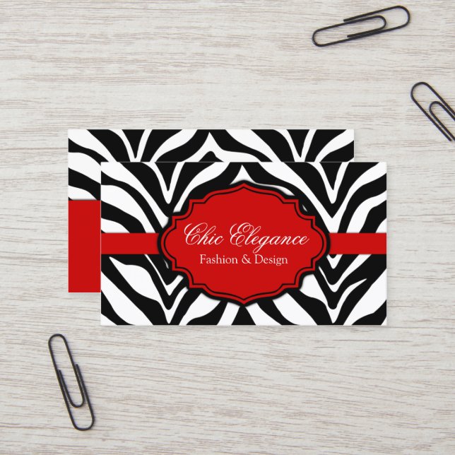 Tarjeta De Visita Estampado de zebra elegante (Anverso/Reverso In Situ)