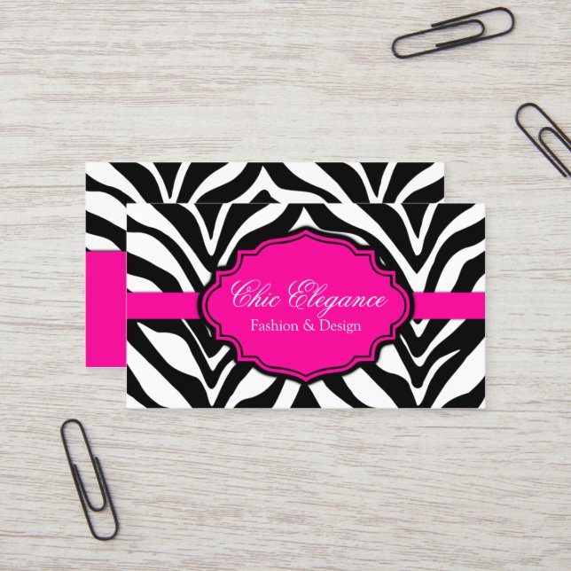 Tarjeta De Visita Estampado de zebra elegante (Anverso/Reverso In Situ)