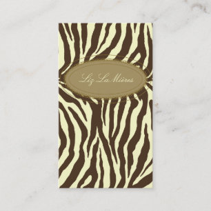 Tarjeta De Visita Estampado de zebra elegante, aceituna + chocolate