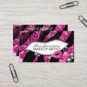 Tarjeta De Visita Estampado de zebra rosado atractivo de los labios