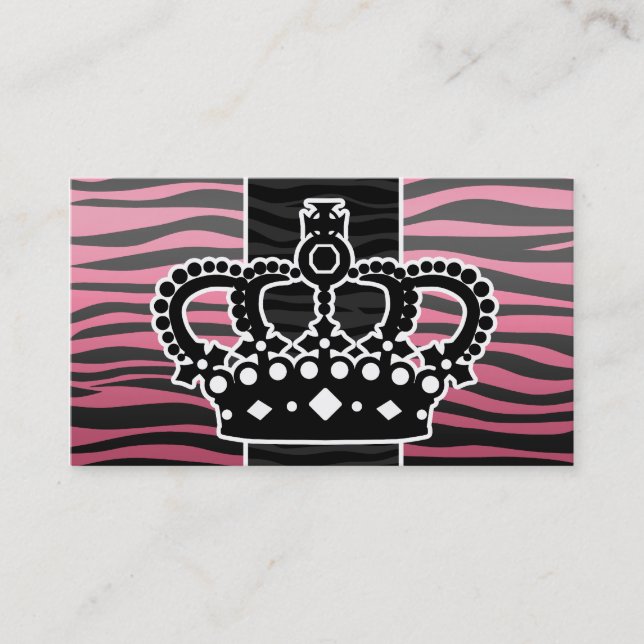 Tarjeta De Visita Estampado de zebra rosado y negro de la princesa (Anverso)