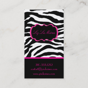 Tarjeta De Visita Estampado de zebra/rosas fuertes descarados de