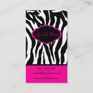 Tarjeta De Visita Estampado de zebra/rosas fuertes descarados de