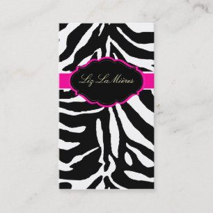 Tarjeta De Visita Estampado de zebra/rosas fuertes descarados de