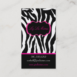 Tarjeta De Visita Estampado de zebra/rosas fuertes descarados de