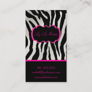 Tarjeta De Visita Estampado de zebra/rosas fuertes descarados de