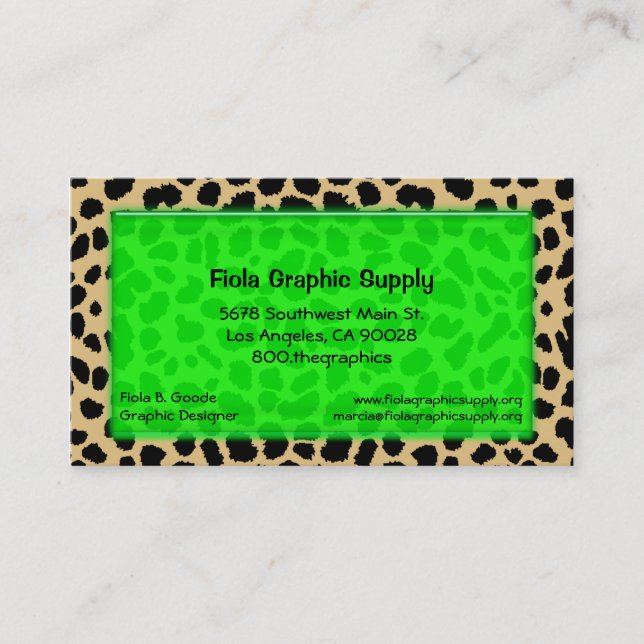 Tarjeta De Visita Estampado leopardo con rectángulo del vidrio de (Anverso)