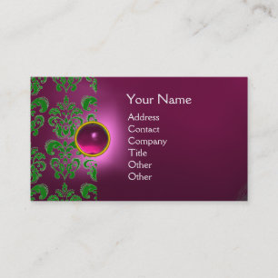 Tarjeta De Visita ESTAMPADO MONOGRAMA CHIC rosa verde