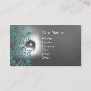 Tarjeta De Visita ESTAMPADO MONOGRAMA GEM CHIC blanco azul