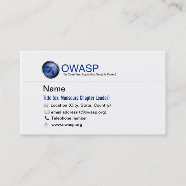 Tarjeta de visita estándar de OWASP (Anverso)