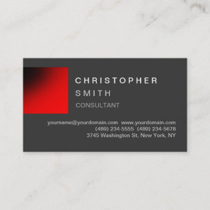 Tarjeta de visita estándar Gris Rojo Única Moderna