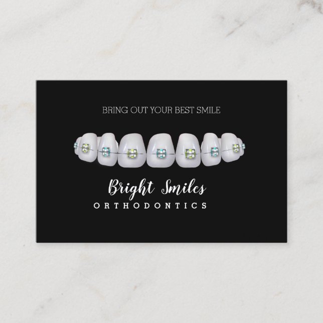 Tarjeta de visita estándar ortodoncista Braces Den (Anverso)