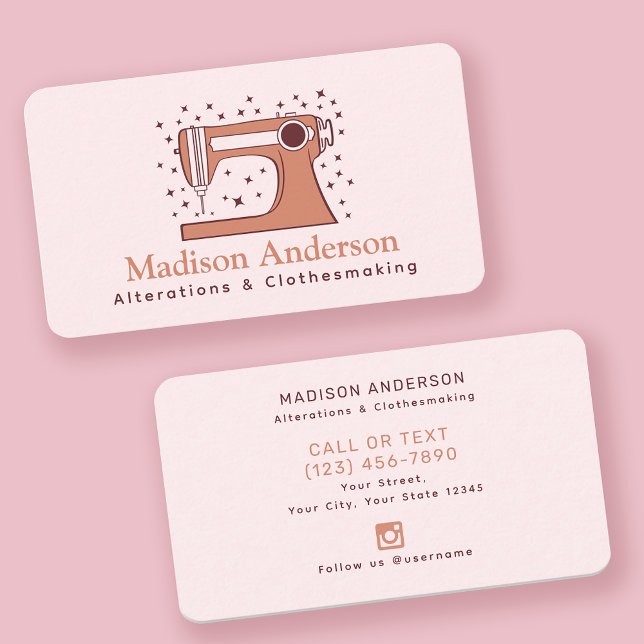 Tarjeta De Visita Estanque de la máquina de coser rosa retro (Subido por el creador)
