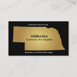 Tarjeta de visita estatal Nebraska oro metálico