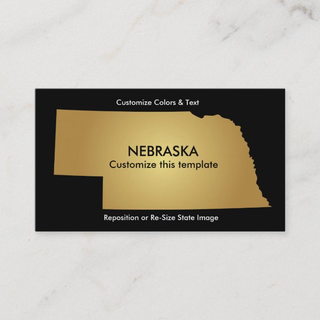 Tarjeta de visita estatal Nebraska oro metálico (Anverso)