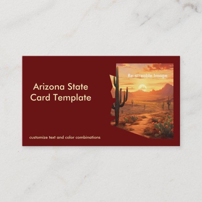 Tarjeta de visita estatal Sunset Desert Arizona Ma (Anverso)