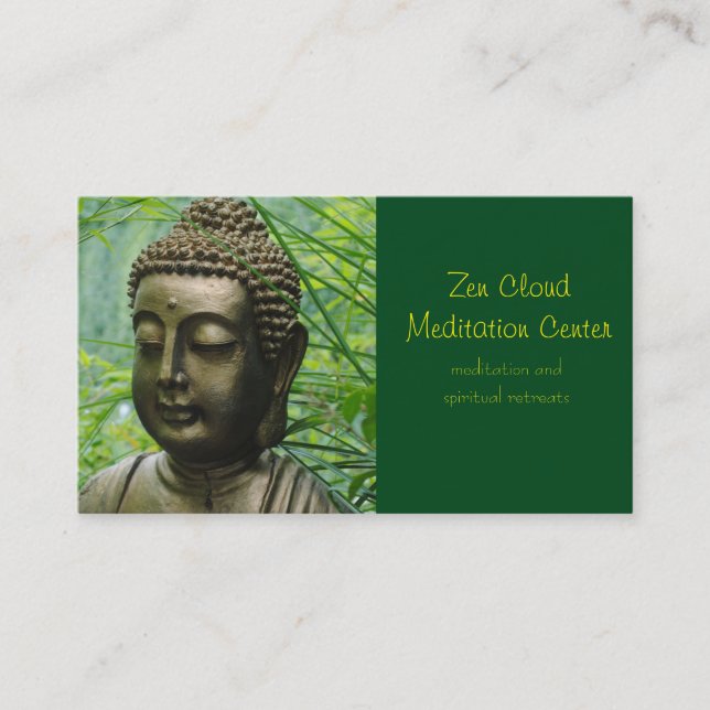 Tarjeta De Visita Estatua de Buda Pacífica en un bosque verde deslum (Anverso)