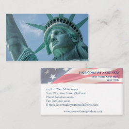 Tarjeta De Visita Estatua de la Libertad y Bandera Americana