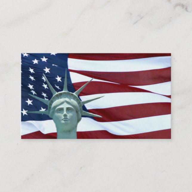 Tarjeta De Visita Estatua de la libertad y de la bandera americana (Anverso)