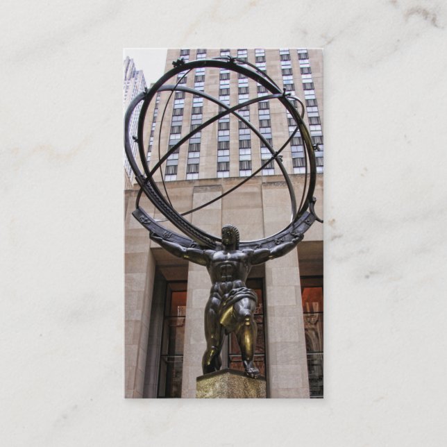 Tarjeta De Visita Estatua del atlas, centro de Rockefeller, NYC (Anverso)