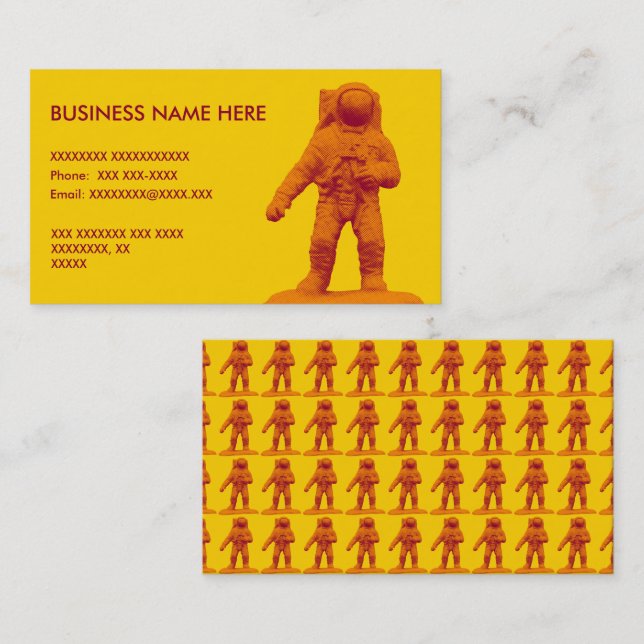 Tarjeta De Visita Estatuilla retra del astronauta (Anverso / Reverso)
