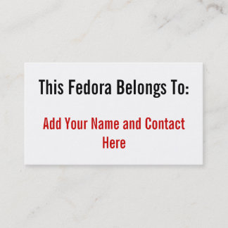 Tarjeta De Visita Este Fedora pertenece a