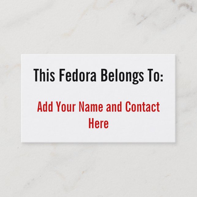 Tarjeta De Visita Este Fedora pertenece a (Anverso)
