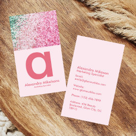 Tarjeta De Visita Estética Brillante Rosa Chic