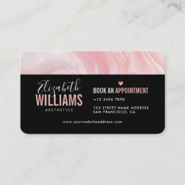 Tarjeta De Visita Estética de belleza de oro de mármol rosa negro Le
