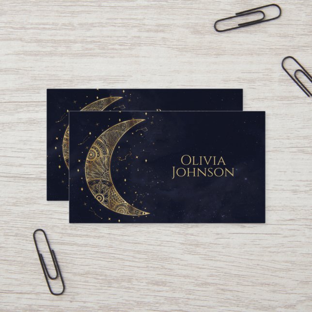 Tarjeta De Visita Estética de la luna de oro celestial (Anverso/Reverso In Situ)