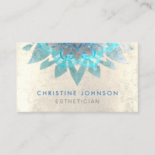 Tarjeta De Visita estética del cuidado de la piel verde azulado gris