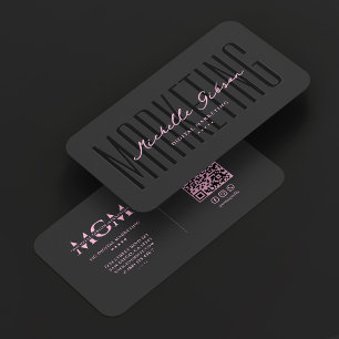 Tarjeta De Visita Estética elegante marketing rosa negro