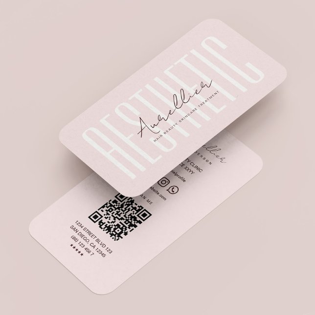 Tarjeta De Visita Estética estética moderna de Pearl Rosa (Modern Esthetician Pearl Pink Aesthetic Business Card
)