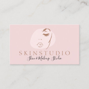 Tarjeta De Visita Estética Femenina Neutral Rosa Cara Belleza Piel