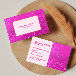 Tarjeta De Visita Estética Glitter Rosa Fuerte
