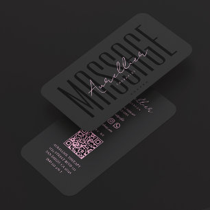 Tarjeta De Visita Estética Mínima Rosa Negro Terapeuta de Masaje
