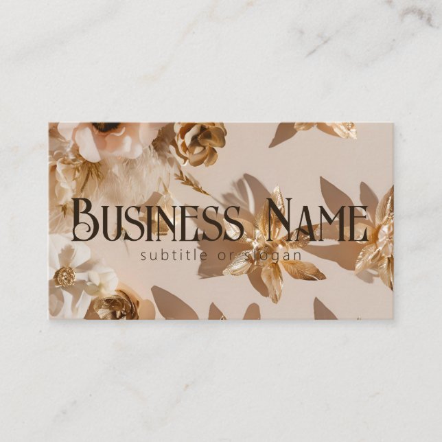 Tarjeta de visita Estética Neutral Golden Floral (Anverso)