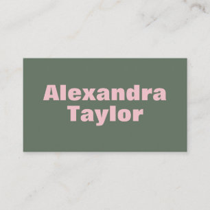 Tarjeta De Visita Estética personalizada rosa verde minimalista negr