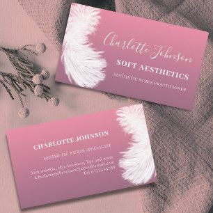 Tarjeta De Visita Estética Skincare Moderno Pluma Rosa