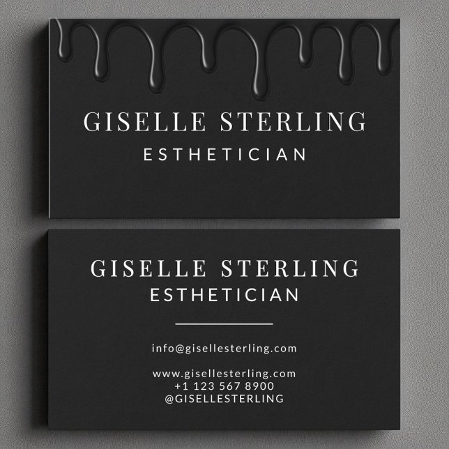 Tarjeta De Visita Estetician Black Dripping Luxe (Subido por el creador)