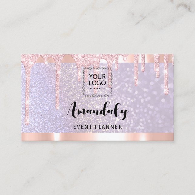 Tarjeta De Visita Estetician Lash Nails Hair QRCode Logo PurpleRose (Anverso)